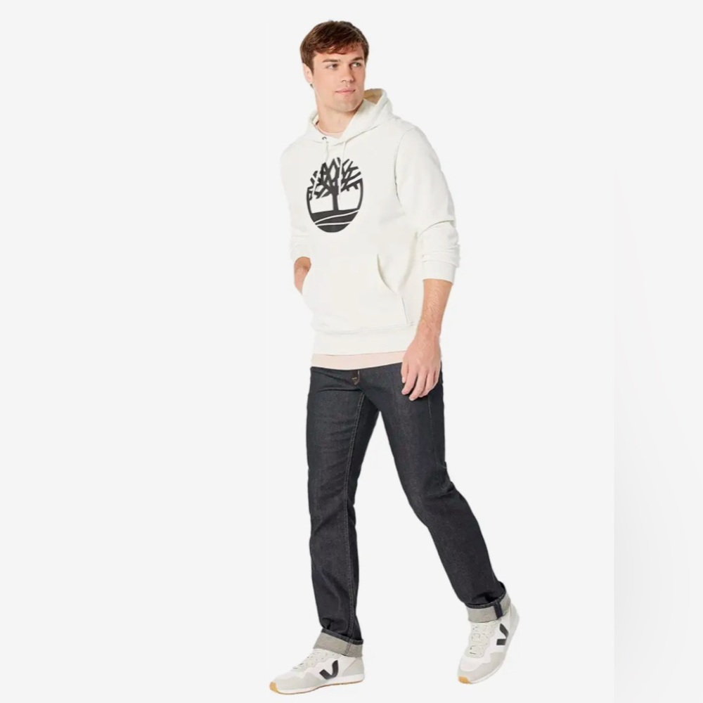 NEW TIMBERLAND TREE LOGO VINTAGE WHITE HOODIE MENS Size XL - Picture 2 of 7